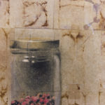 "Effortless" (detail 2); Hand-colored inkjet photograph on tea bags, mounted on wood; 24" x 18" x 1.5"; 2015
