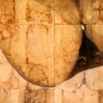 "Missing Piece" (detail 1); Hand-colored inkjet photograph on tea bags, mounted on wood; 24" x 24" x 1.5"; 2010