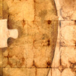 "Missing Piece" (detail 2); Hand-colored inkjet photograph on tea bags, mounted on wood; 24" x 24" x 1.5"; 2010